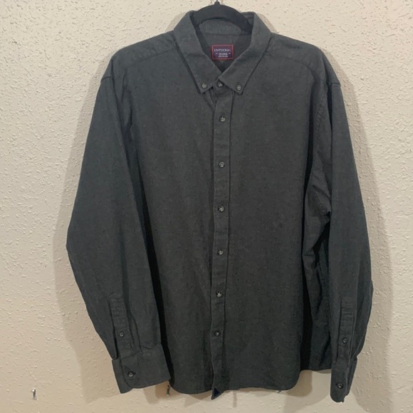 Untuckit Gray Flannel Long Sleeve Button Down 100% Cotton Shirt size XXL - Picture 1 of 11